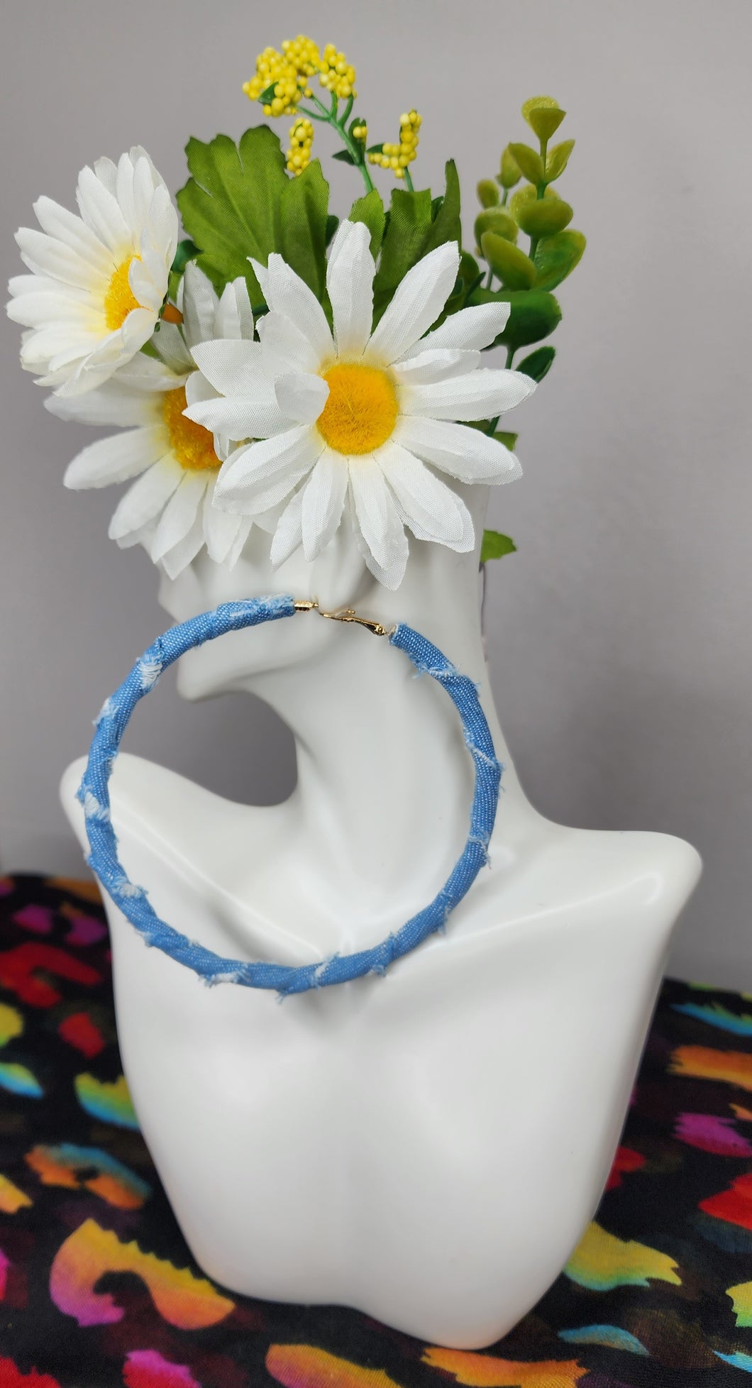Large Denim Statement Hoops