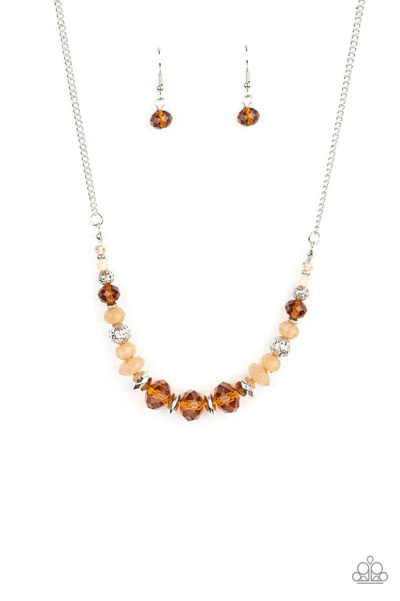 Turn Up the Tea Lights - Brown - Silver Necklace