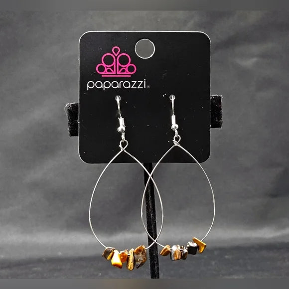 South Beach Serenity - Brown Tigers Eye & Silver Earrings