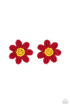 Load image into Gallery viewer, SENSATIONAL SEEDS - Red - Seed Bead Flower Post Earrings

