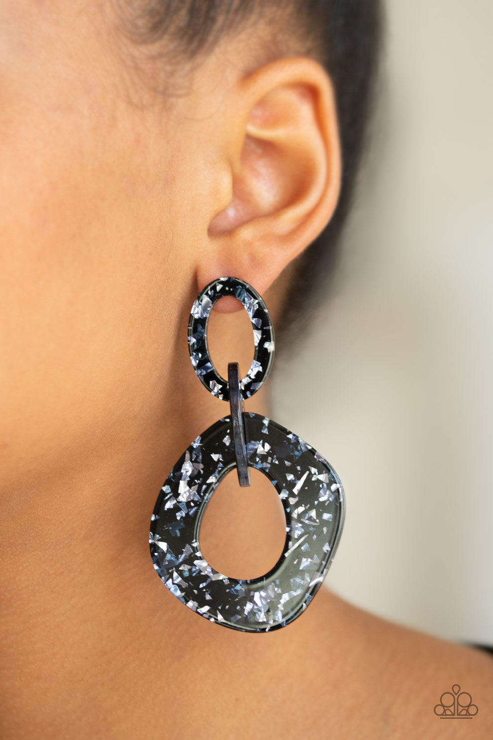 Confetti Congo - Blue Acrylic Earring